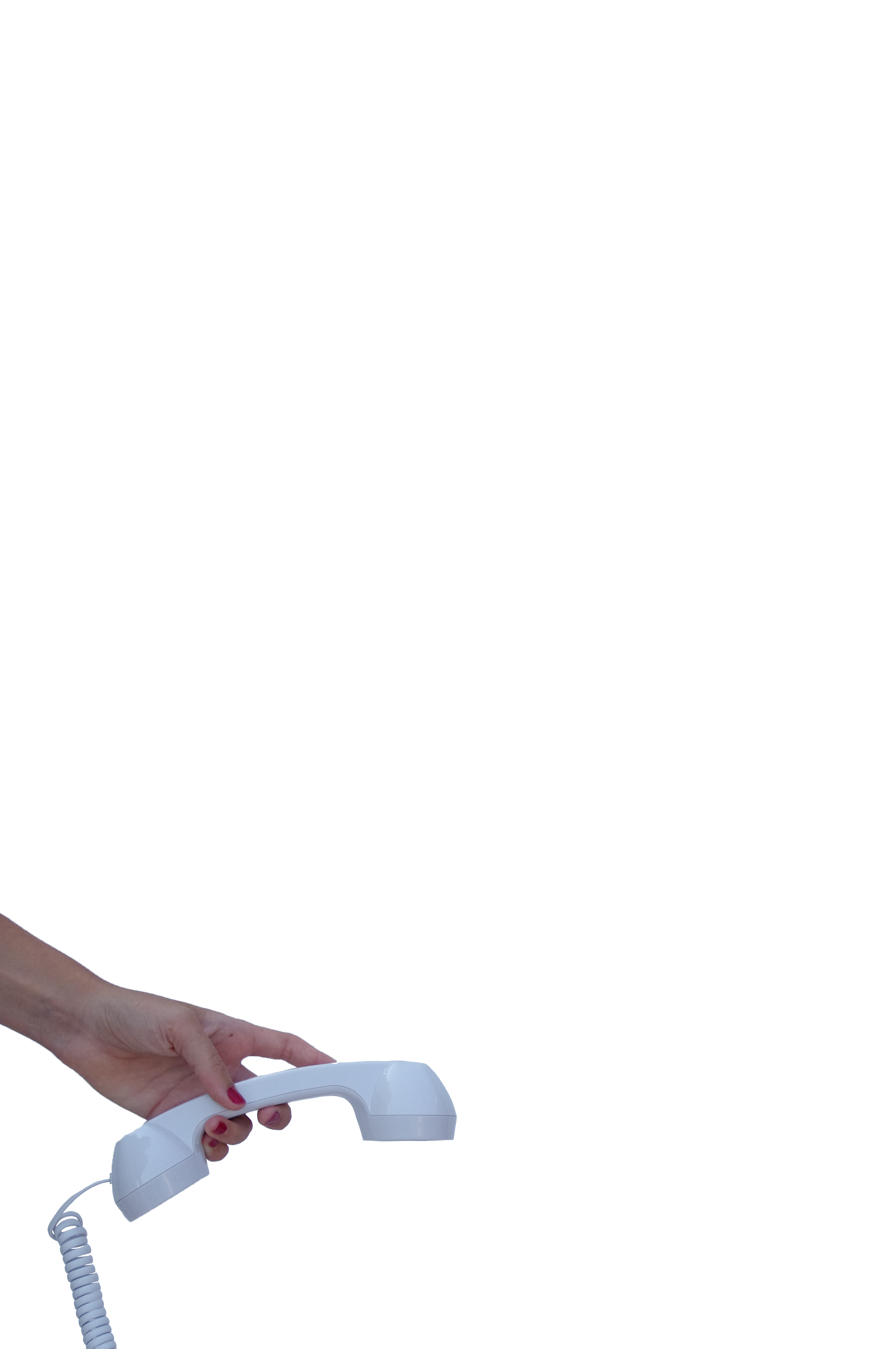 Téléphone blanc main gauche bas